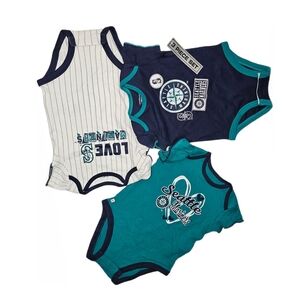 Seattle Mariners Infant Bodysuit Trio - Navy, Teal, and White
